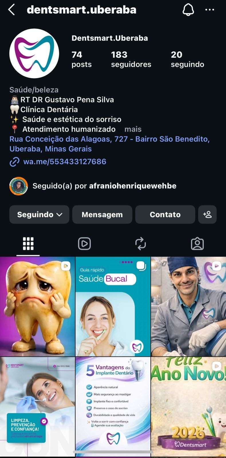 Prévia do Instagram @dentsmart.uberaba
